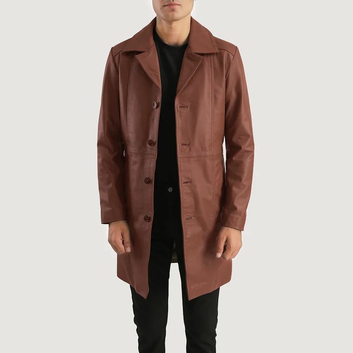 Don Long Black Leather Coat