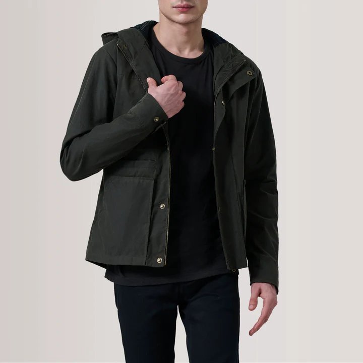 Marlo Black Canvas Hooded Work Jacket