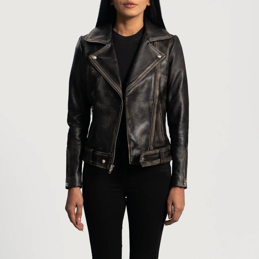 Rumy Black Leather Biker Jacket
