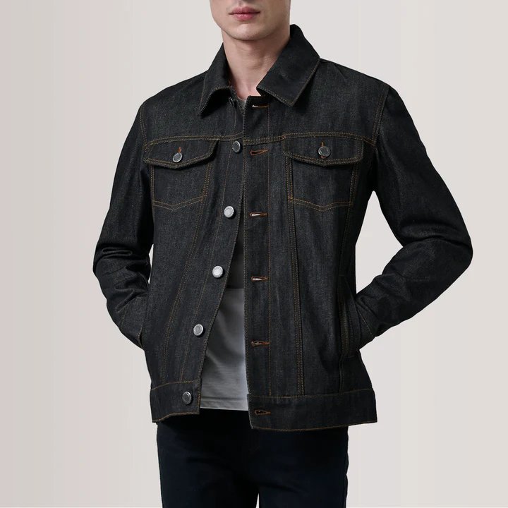 Conard Faded Black Denim Trucker Jacket