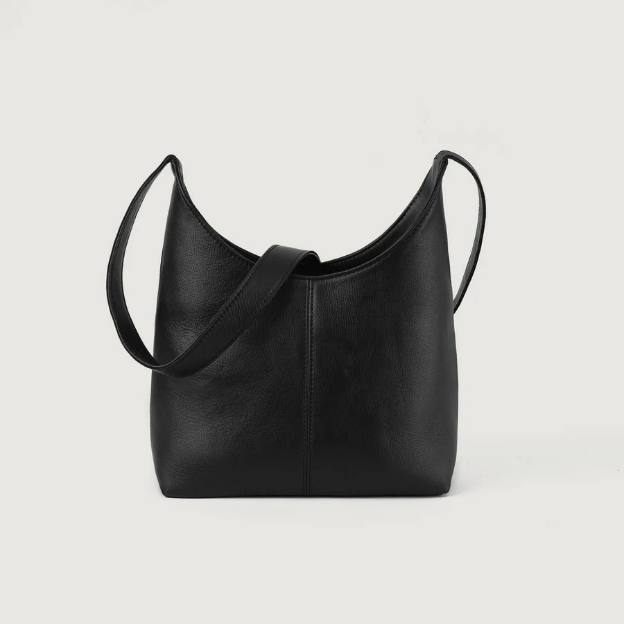 The Stefani Black Leather Hobo Bag