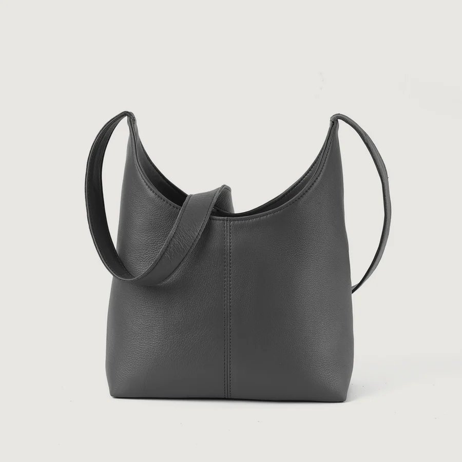 The Stefani Grey Leather Hobo Bag