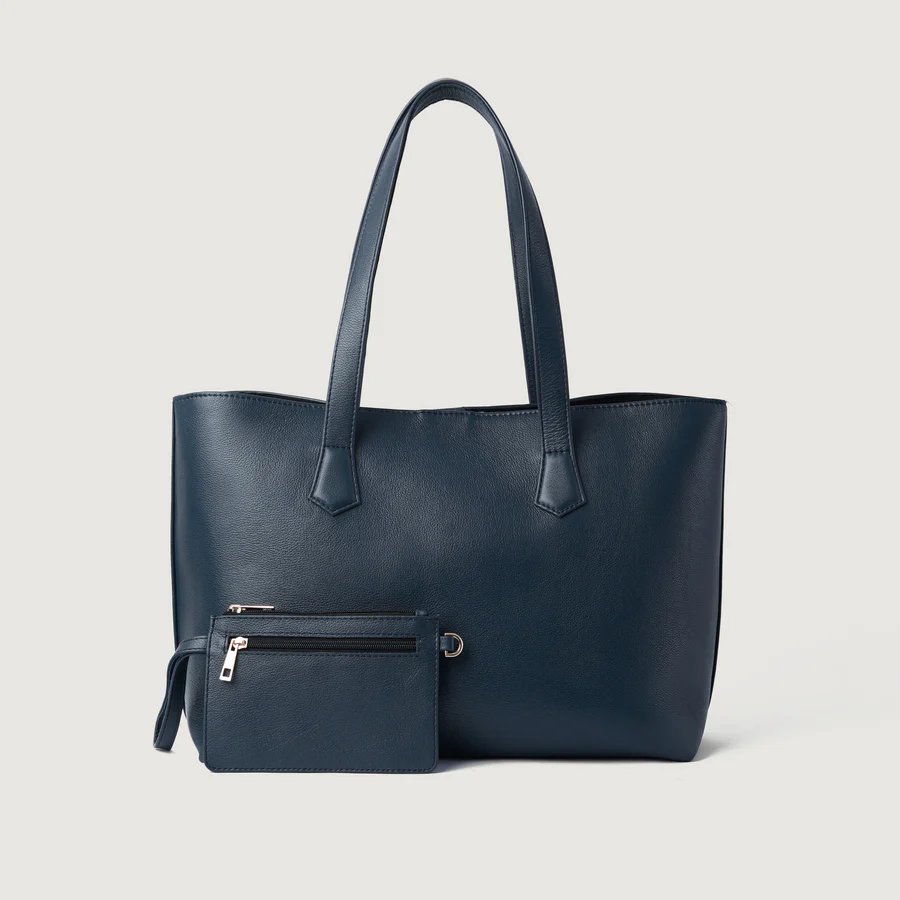 The Bianca Blue Leather Tote Bag