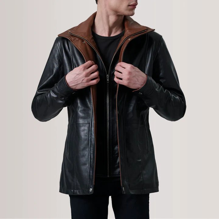 Connor Black Leather Coat