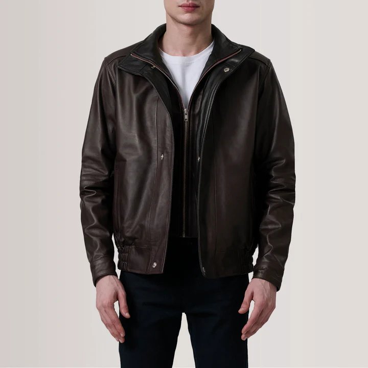 Alfred Maroon Leather Bomber Jacket